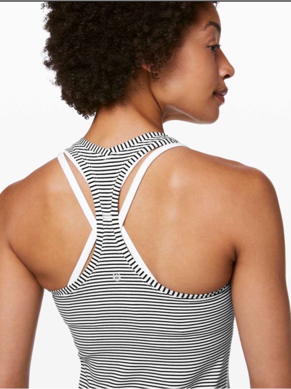 NWT Lululemon Cool Racerback Tank Black White Stripe Size 4